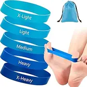 Set of 5 Toe Stretcher Bands for Bunions With Carry Bag - Foot Stretcher Resistance Bands for Correct Alignment and Ankle Exercise (Blue)