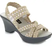Steve Madden Torrist Woven Wedge Sandal, Tan/Multi, Size US 8.5