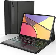 MicroPack Galaxy Tab S8 Plus/ S7 FE/ S7 Plus Case with Keyboard, 11 Color Backlit, Smart Trackpad, Type-C Rechargeable, Detachable Keyboard for Samsung Tab S8+ 2022/S7 FE 2021/S7+ 2020 12.4 Inch