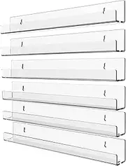6 Pack Acrylic Floating Bookshelf 15 Inch Clear Wall Ledge Shelf Wall Mounted Modern Picture Ledge Display Toy Storage Wall Shelf for Your Home and Office