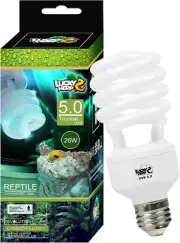 Reptile UVA UVB Light 5.0 26W Compact Fluorescent Tropical Terrarium Lamp