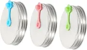 BEBEMOKO 3 Sets Stainless Steel Jar Lids with Straw Hole of Sealed Covers for Mason Jars Leak Prevention High Temperature Resistant for Kitchen Use and Travel Random Color