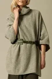 Lambswool Knit Poncho--NOA-1-3203-1