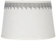 White Small Drum Lamp Shade with Silver Leaf Trim 10" Top x 12" Bottom x 8" High