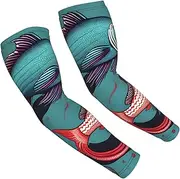 [FSCEV] Fish And Octopus Sun Protection Arm Sleeves Outdoor Essentials Cooling Compression Golf Hiking Cycling