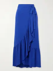 [Eres] Eres - Les Essentials Julia Ruffled Stretch-crepe Pareo - Indigo - medium medium Blue