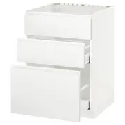 METOD / MAXIMERA base cab f sink+3 fronts/2 drawers, white/Voxtorp matt white, 60x60x80 cm