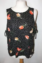 BNWT SIZE 16 DOROTHY PERKINS BLACK PRINT STRETCHY TOP COLD SHOULDERS 5848
