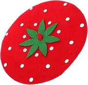 [Healeved] Kawaii Strawberry Beret Comfortable Woolen Hat Fun Decorative Beret for Children