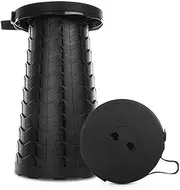 QUMOX Upgraded Folding Stool Lightweight Yet More Sturdy Portable Collapsible Stool Retractable Stool for Camping Fishing Hiking BBQ (Black)