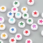 50 Bulk Star Beads Rainbow Flat Coin Acrylic Wholesale Bulk Jewelry 7mm