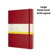 Moleskine Classic Large Hard Cover Notebook Grid - Scarlet Red