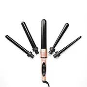 H2D X5 Professional Curling Wand Set w Mat Glove & Clips (Rose Gold)