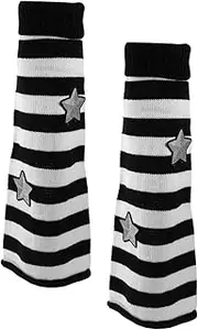 [Healeved] Glitter Star Striped Knitted Leg Warmers for Winters Versatile Fashionable Catching Warmth Star Pattern for Cold Weather Outfits