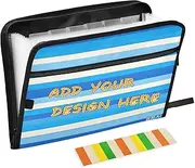Custom File Folders Expanding 13 Pockets A4 Letter Size Customization Receipt Organizer with Zipper Closure for Document Storage Lovely Stripe White Blue carpetas de