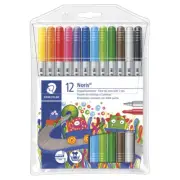 NEW 12x Staedtler Noris Club Fibretip Pens Markers Dual Double Sided Tip Wallet