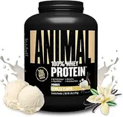Animal Protein Powder 100% Whey - 4.6g BCAA - Only 1g Added Sugar, No Artificial Colors, Sports Nutrition Concentrate-Isolate Blend - Recovery Supplement and Post Workout Shake - Vanilla - 4lb