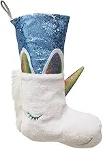 COMPUKAS 1pc Unicorn Christmas Stocking Christmas Drawstring Bag Christmas Decor Favor Christmas Candy Bags Eve Christmas Bags Tote Bags Xmas Hanging Pouch Christmas Tote Bag Blue