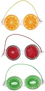 3Pcs Cartoon Fruit Gel Eye Masks for Cold and Hot Compress PVC Eye Ice Packs for Puffy Eyes Relief Watermelon Lemon for and Relaxation