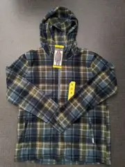 NWT O'Neill Ladies' Half Zip Polar Fleece Hoodie Size Small Blue Plaid