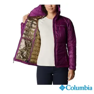 【Columbia 哥倫比亞 官方旗艦】女款-Omni-Heat金鋁點極暖800羽絨連帽外套-紫色(UWR7942PL / 金鋁點極暖 .