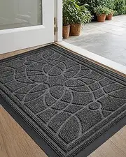 DEXI Front Door Mat, Welcome Mats Heavy Duty Durable Low Profile Outside Doormat for Entryway, Patio, Garage, High Traffic Areas, 17"X29", Grey