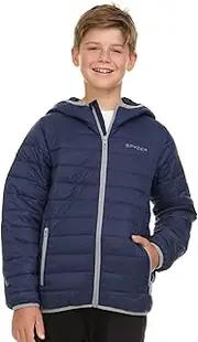 [Spyder] Packable Boys Puffer Jacket with Hood, Lightweight Boys Winter Jacket