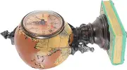 HAMPPLIES Vintage Desktop Clock Adornment European Style Resin Globe Book Design Classical Mute Tabletop Decor Elegant Desk Ornament for Home Office No Battery Required