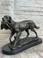HUGE BRONZE LABRADOR GOLDEN RETRIEVER HUNTING DOG STATUE SCULPTURE ART SALE