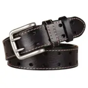 Retro Men Heavy Duty Double Prong Genuine Leather Belt Work belt for Jeans Pants