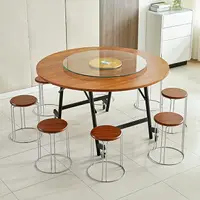 在飛比找樂天市場購物網優惠-折疊桌 家用 簡約圓桌 簡易 圓形 餐桌 大圓桌麵 10人 