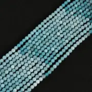 Natural Amazonite Shaded Gemstone Round Micro Faceted Beads String 15.5 Inches
