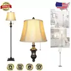 Stylish Pull Chain Floor Lamp with Bell Shade - 100W E26 Socket, Eye-Protecting