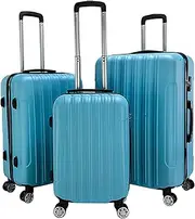 [QRZBFLKV] 3 Piece Hard Luggage Box with Rotating Wheels 3 Piece Suitcase Set Travel Suitcase Set Retractable Handle(20/24/28)" Baby Blue
