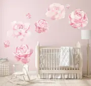 Pastel Rose Wall Decals Australian Design Hand Painted Peel & Stick, Removable Wall Decal. Nursery, Kids Playroom, Kids Teens Bedroom