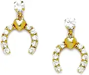 [JewelryWeb] 14k Yellow Gold CZ Simulated Diamond Horseshoe Drop Screw Back Earrings 14x10mm Stud Earring for Women