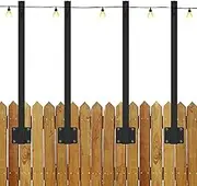 Fxvhojq 4 Pack Metal Outdoor String Light Pole for Outside String Lights Hanging Light Post Mounting Stand for Garden Backyard Deck Fence