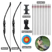 Archery Bow and Arrow 30/40lbs Recurve/Straight Bow with 12x Carbon Arrows