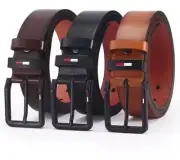 Men's PU Leather Belt Square Buckle Belt Black Coffee Brown Waist Belts AU