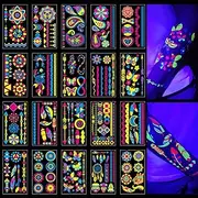 Glow in the Dark Tattoos 172 PCS – Glow in the Dark Party Supplies, Neon Body Paint Be UV Blacklight Reactive Face Temporary Tattoos for Adults, Teens | Neon Accessories, Party Favors & Decorations