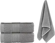 2 Pcs Cotton Bath Towels Set - Soft Skin-Friendly Quick-Drying - for Facial Cleansing (Gray+Gray)