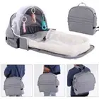 Foldable Baby Travel Cot Bed Portable Newborn Crib Mommy Backpack Bag Grey