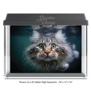 Fluffy Brown Cat Swimming Polyester Fish Tank Glass Backdrop Aquarium Background