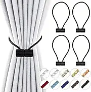YUNTUOO 18 Inch Strong Magnetic Curtain Tiebacks, Curtain Holdbacks Modern Upgrade Strong 2021 New Twisted Style Decorative Drapery Rope ​Tie Backs(4 Pack Black)
