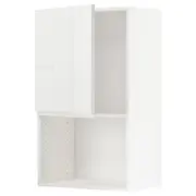 METOD wall cabinet for microwave oven, white/Voxtorp high-gloss/white, 60x37x100 cm