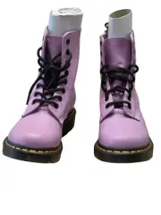 DR MARTENS 1460 Pascal Lilac Leather Black Lace Up Boots Size 6/7L Mismatched