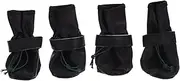 FIXOSHEE 4Pcs Non Slip Dog Leather Boots Paw Protector Shoes for Outdoor Use Black with Random Lining Pattern Durable and Comfortable Dog Footwear