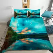 The Sky Was Full Of Clouds 3D Quilt Duvet Doona Cover Set Pillow case Print