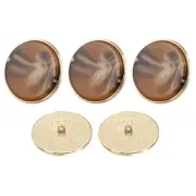 5pcs Metal Pattern Round Sewing Buttons 30mm Resin Craft Buttons, Dark Brown