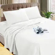 Kingtex Micro Flannelette Sheet Set 40 cm Wall White Single